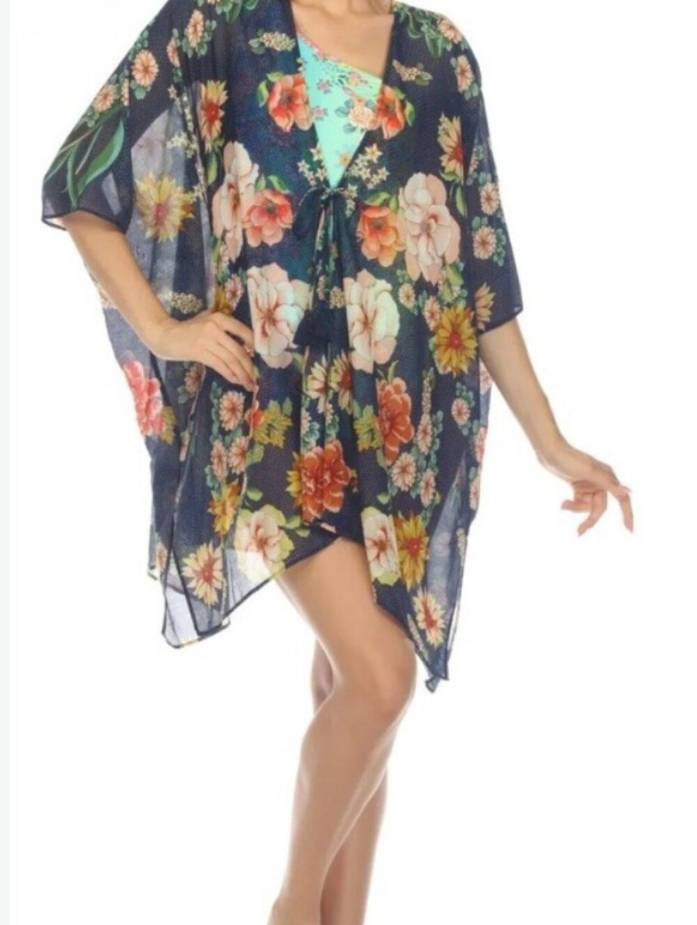 Johnny Was Floral Kimono With Front Tie Tassels.Size S/M NWOT Never Worn